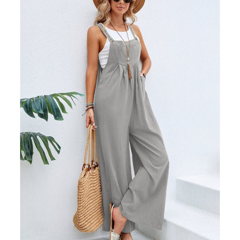 Wholesale Solid Color Casual Design Overalls for Women